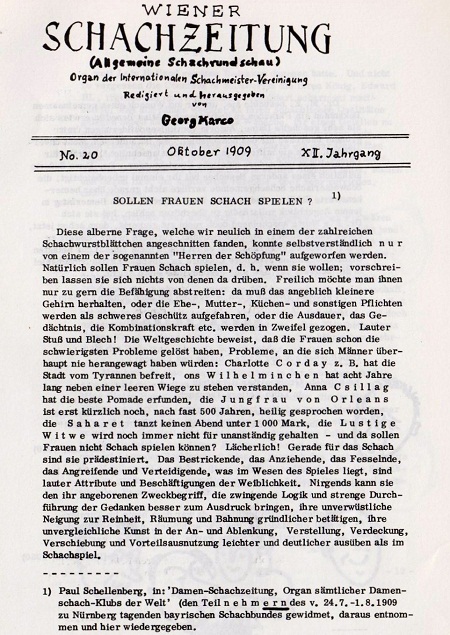 Wiener Schachzeitung 1909, S. 1