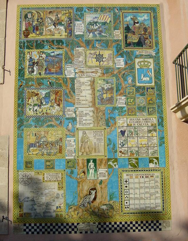 Keramiktafel mit der Geschichte von Calvia